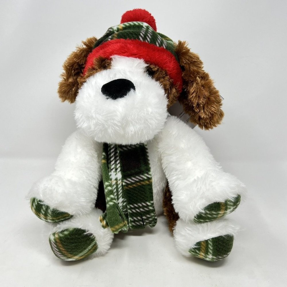 St. Jude St Bernard Puppy Quinn Gentle Treasures‎ Plaid Hat & Scarf 2021 - Tags